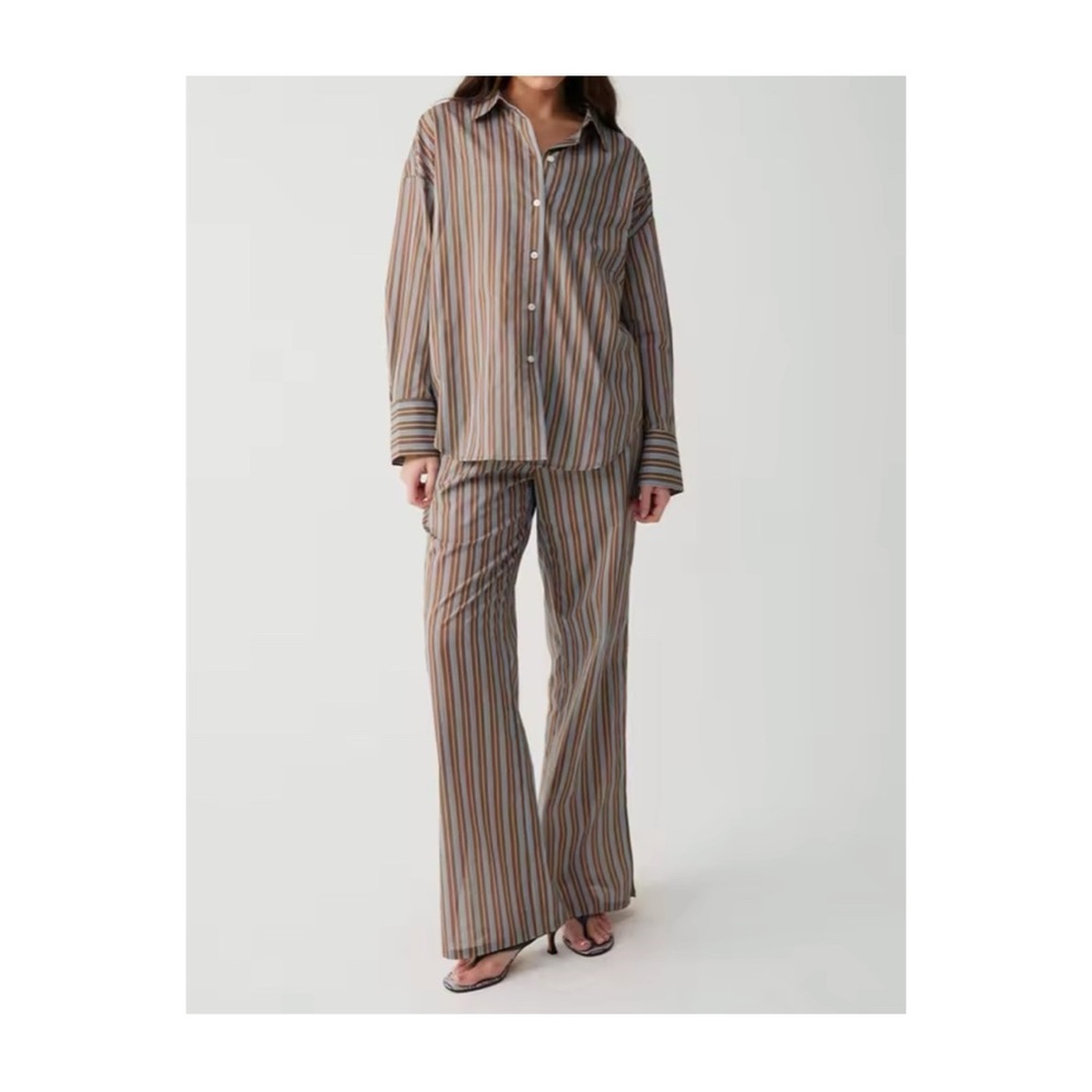 Striped Wide Leg Pajama Set